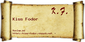 Kiss Fodor névjegykártya